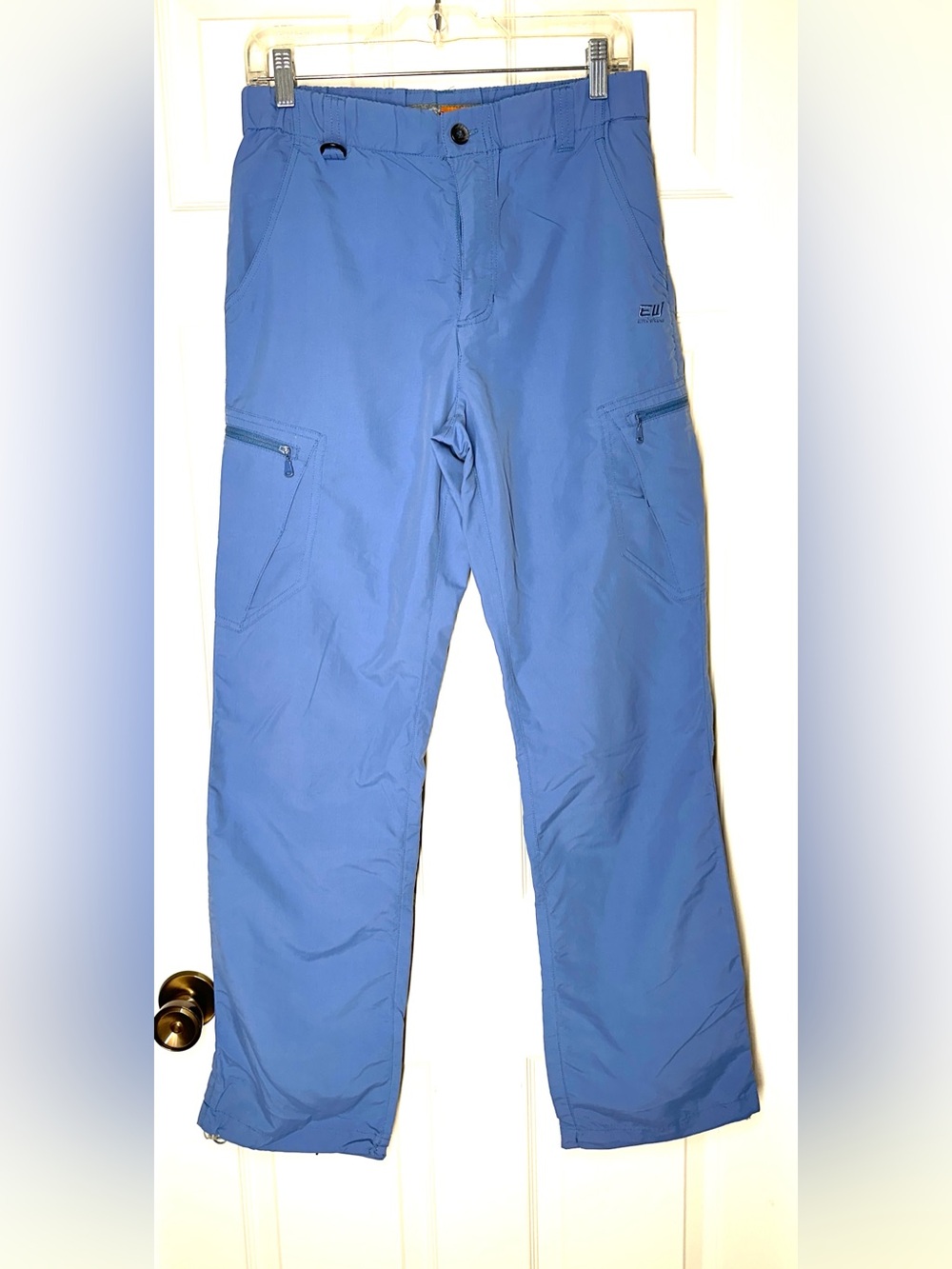 Lightweight Men’s Blue Cargo Pants with Zip Thigh Pockets